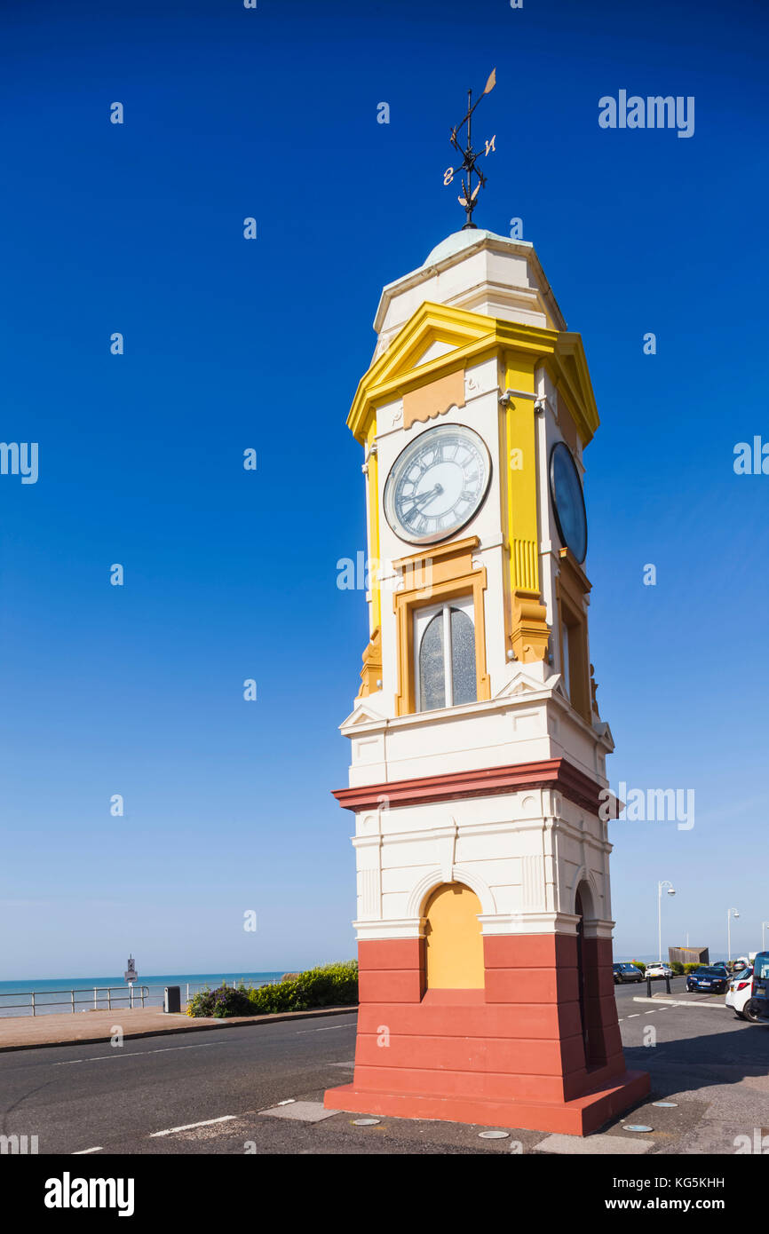 England, East Sussex, Bexhill, Seafront Clock Tower Stock Photo