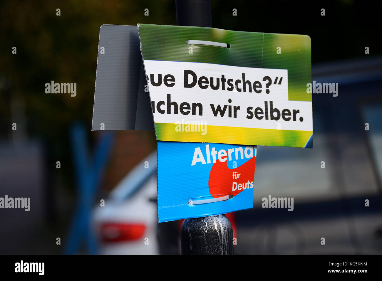 Destroyed election poster of the AFD party Stock Photo