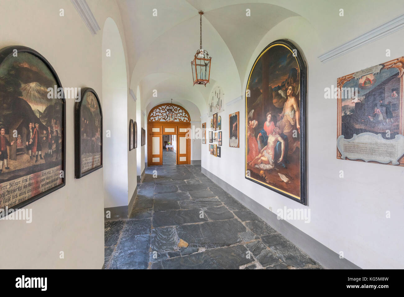 Interior of the monastery of Maria Luggau with paintings and antique works of art, Maria Luggau, Lesachtal, Hermagor District, Carinthia, Austria Stock Photo