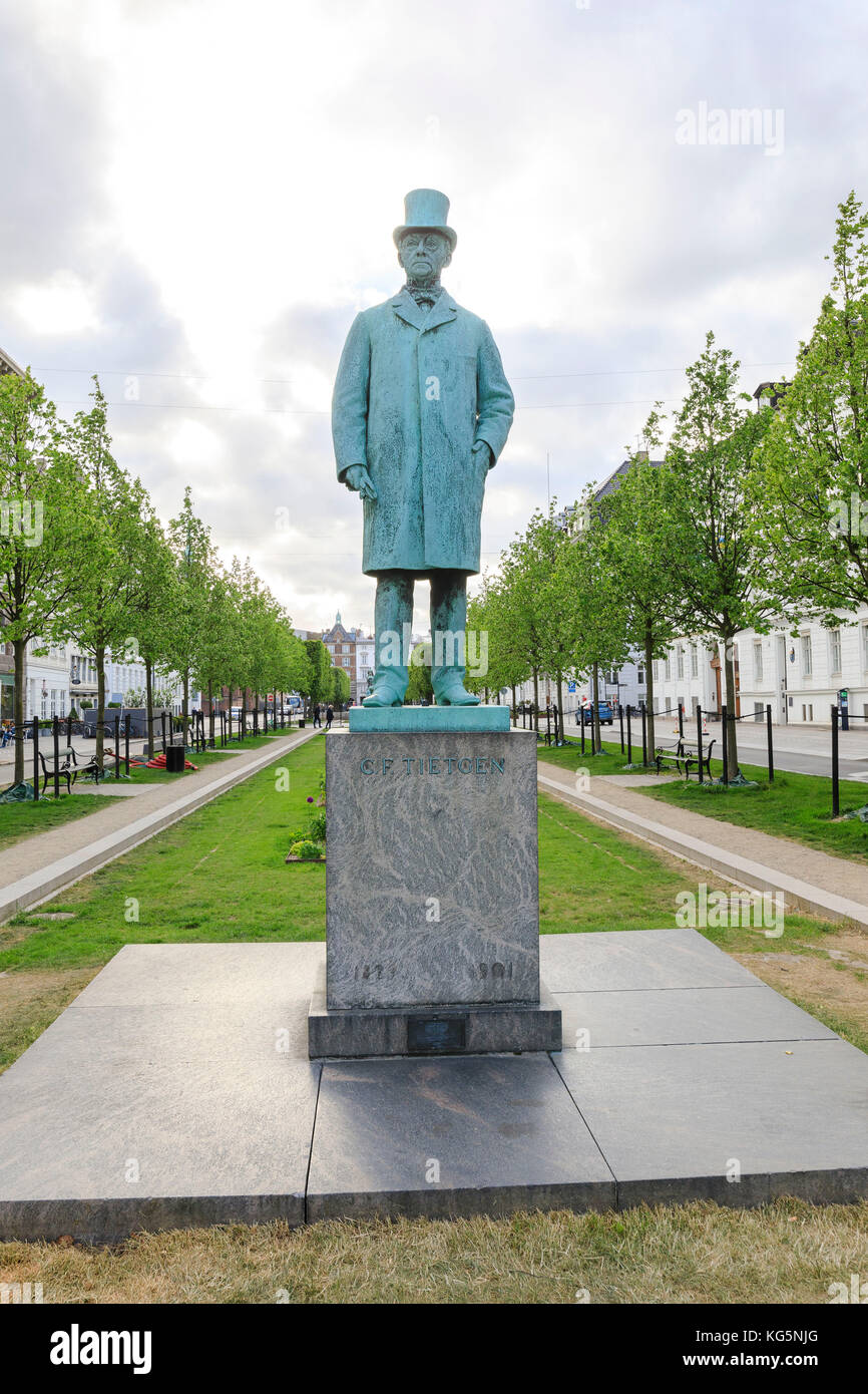 Statue of Carl Frederik Tietgen, a Danish financier and industrialis, St. Ann's Square, Copenhagen, Denmark Stock Photo