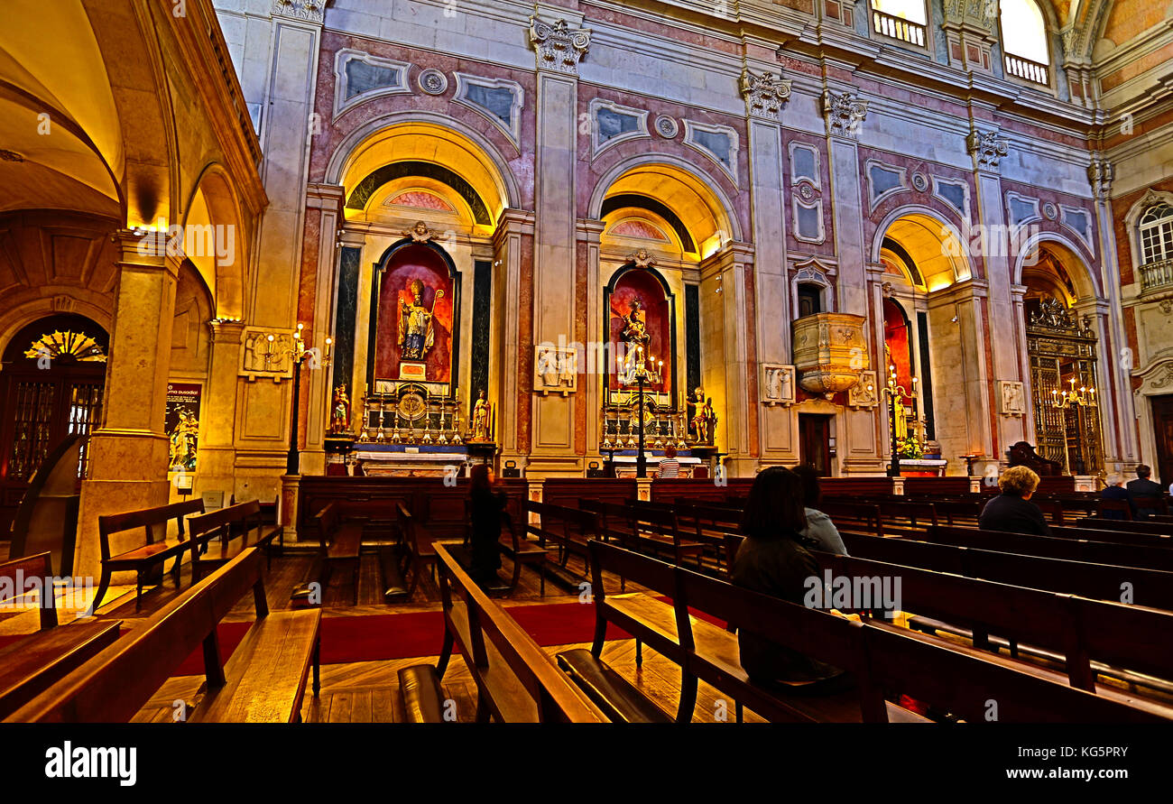 Church of St Nicholas (Sao Nicolau), dated from the early thirteen century, is a beautiful and calm place right in the historical center of Lisbon, Po Stock Photo
