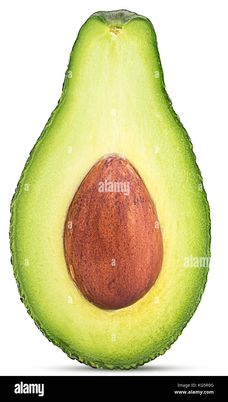 Avocado Cut In Half With Bone Isolated On White Background Clipping Stock Photo Alamy