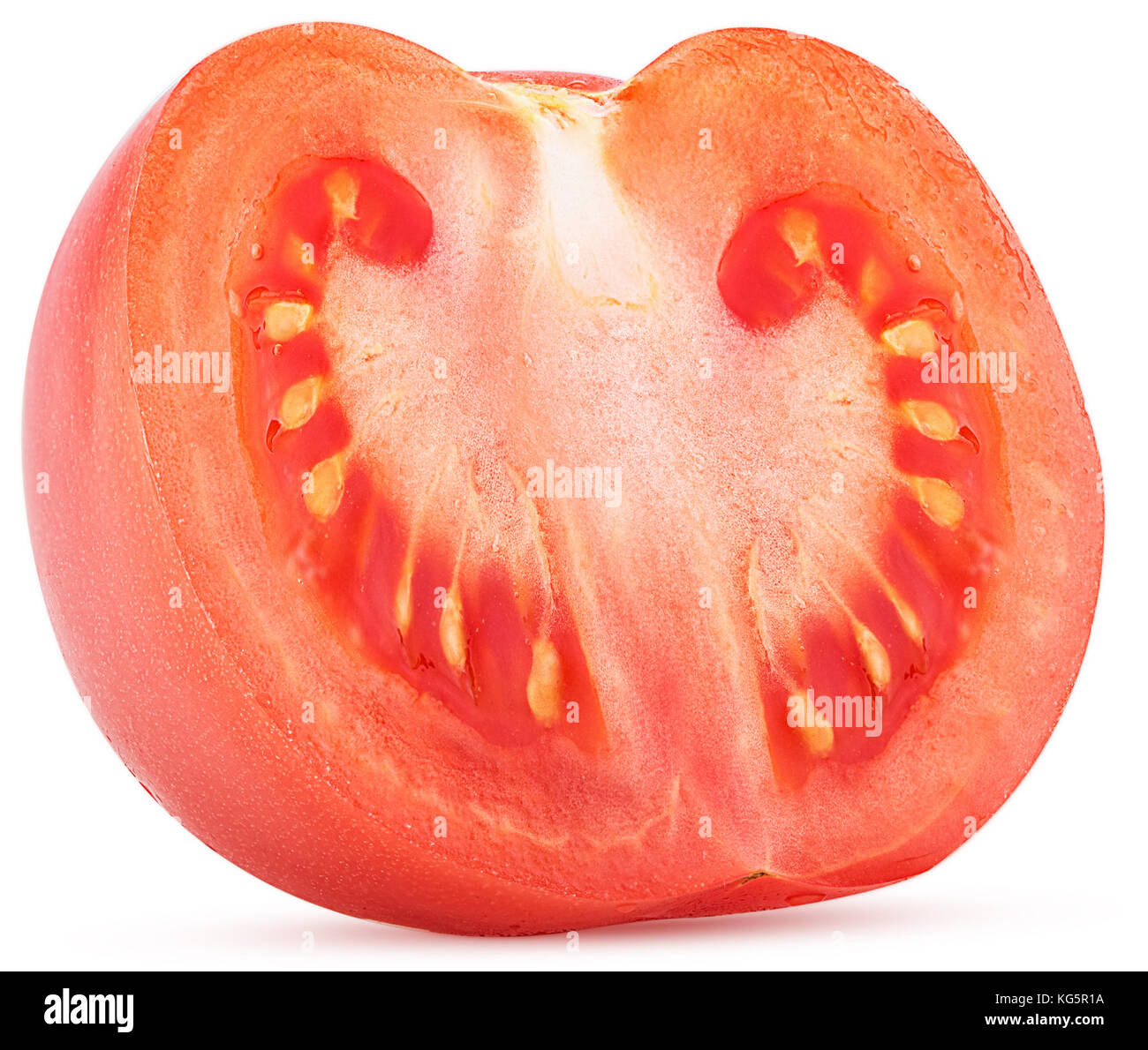 Fresh red tomato cut in half isolated on white background Clipping Path Stock Photo