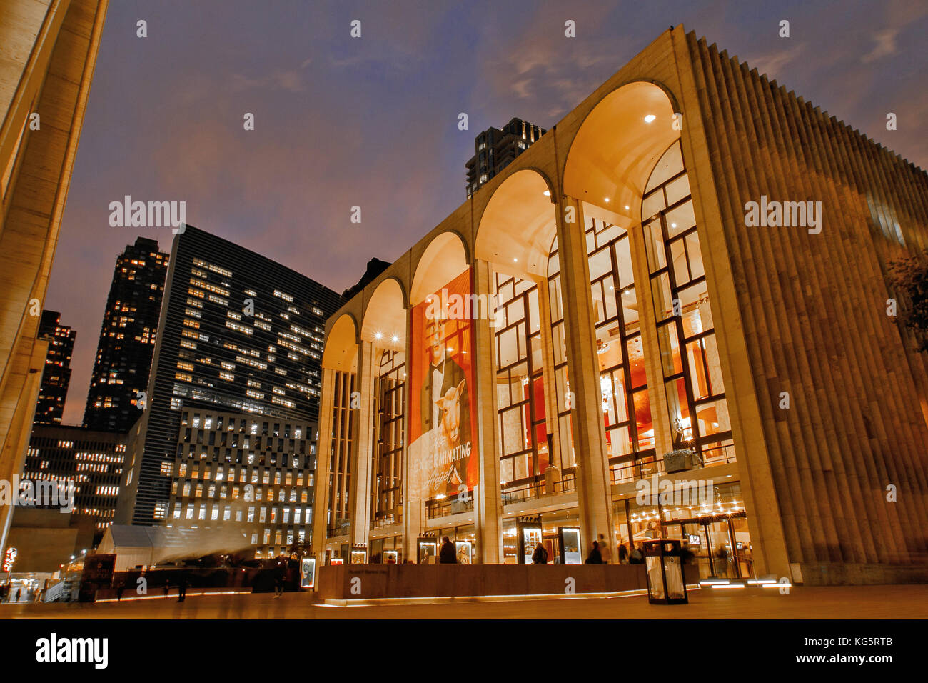 Metropolitan Opera at Lincoln Center in the evening. Stock Photo