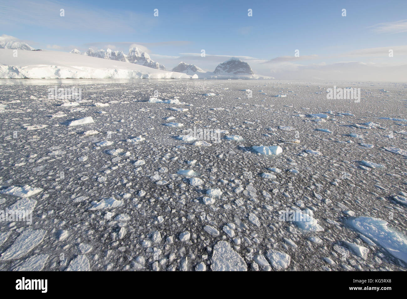 Pack ice and scenery, Antarctica Stock Photo