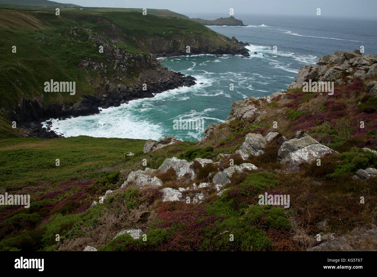 A cove along the National South West Coastal Path above Zennor in Cornwall, England. Stock Photo