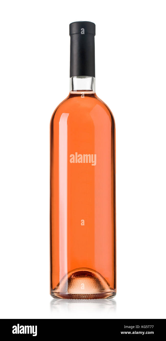 Rose wine bottle isolated on white background Stock Photo - Alamy