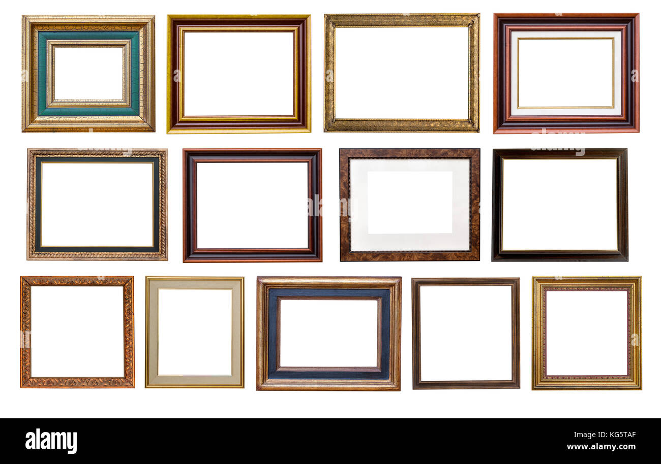 Set of wooden vintage frame isolated on white background Stock Photo ...