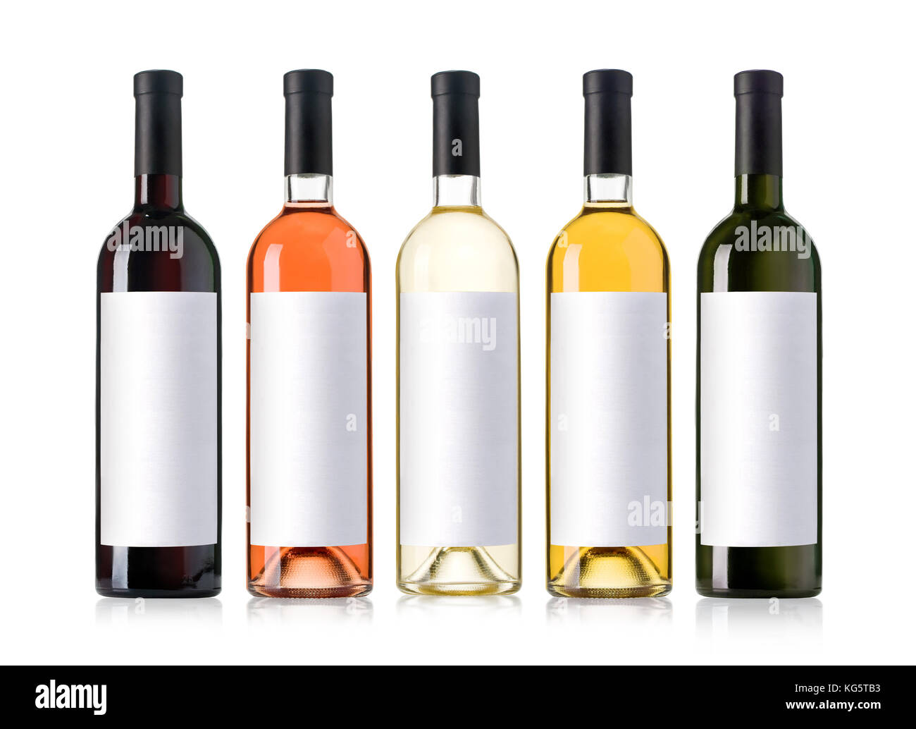 Set of white, rose, and red wine bottles.isolated on white background ...