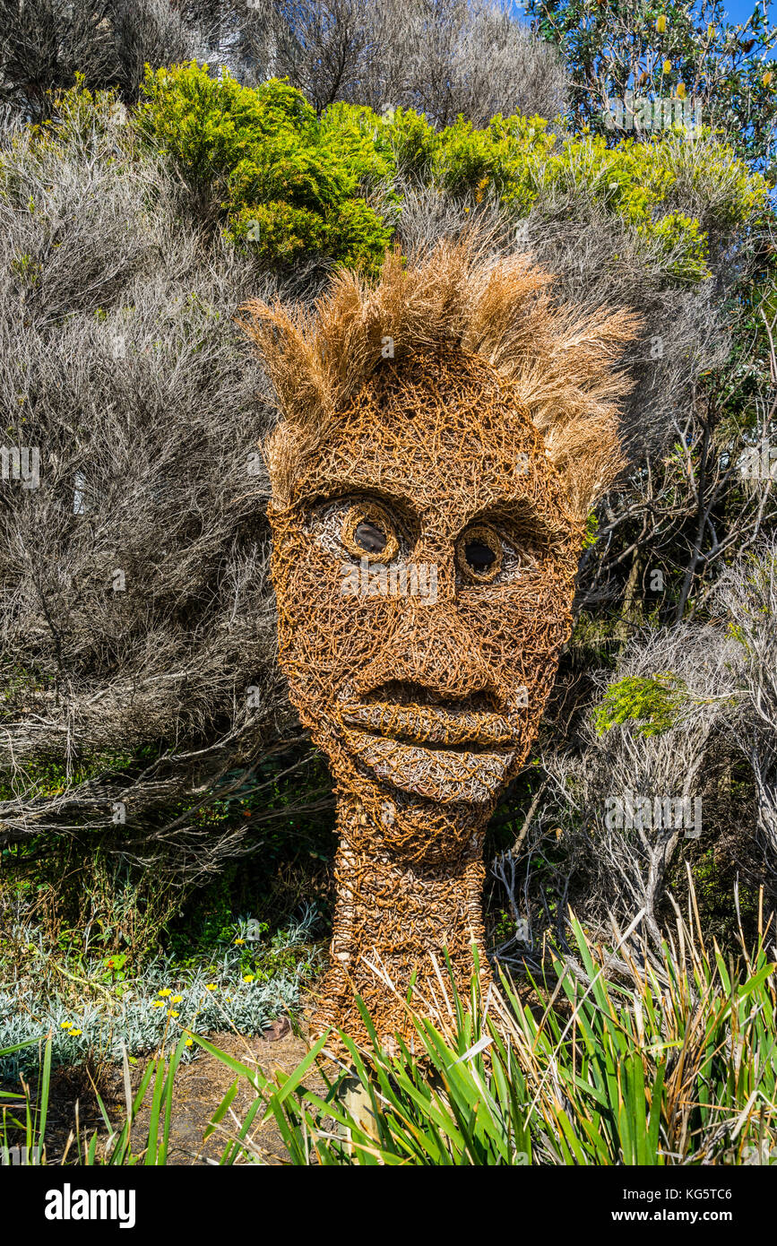 Sculpture by the sea 2017, annual exhibition on the coastal walk between Bondi and Tamara Beach, Sydney, New South Wales, Australia. Woven aboriginal  Stock Photo