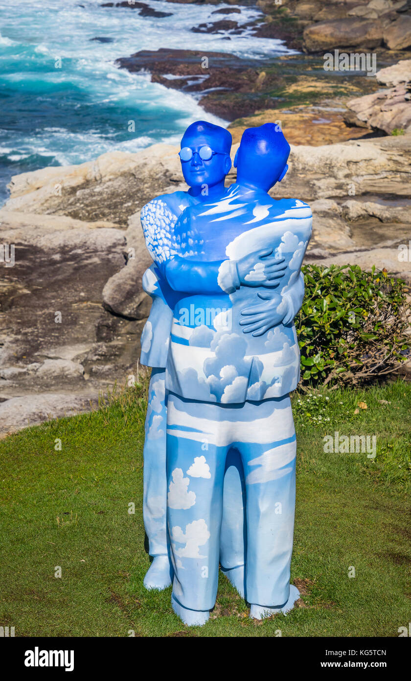 Sculpture by the sea 2017, annual exhibition on the coastal walk between Bondi and Tamara Beach, Sydney, New South Wales, Australia. Sculpture titeled Stock Photo