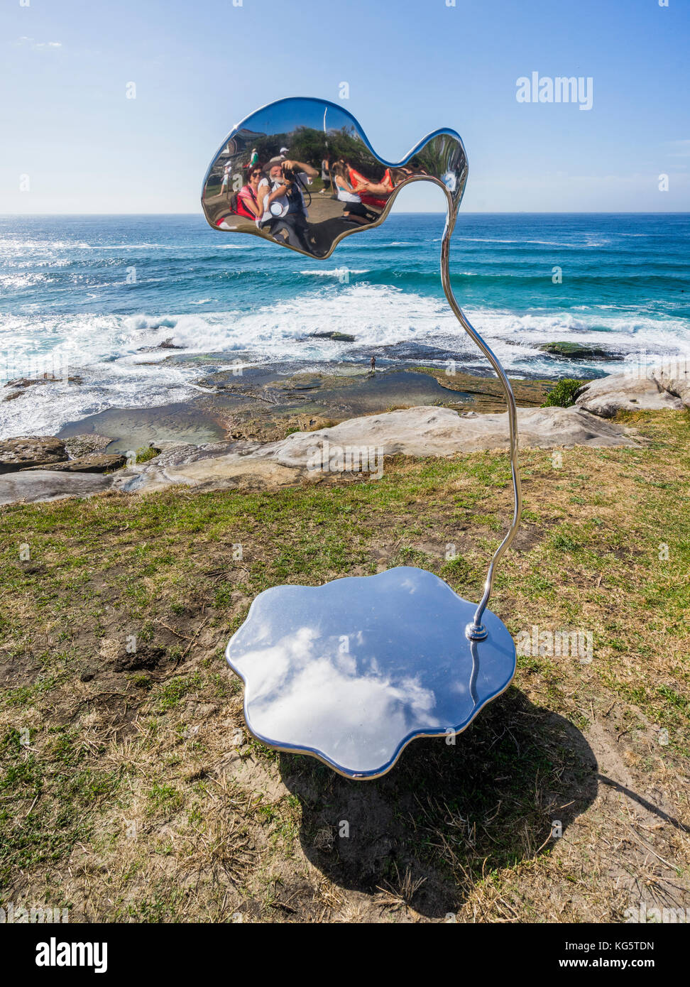 Sculpture by the sea 2017, annual exhibition on the coastal walk between Bondi and Tamara Beach, Sydney, New South Wales, Australia. Marine stainless  Stock Photo