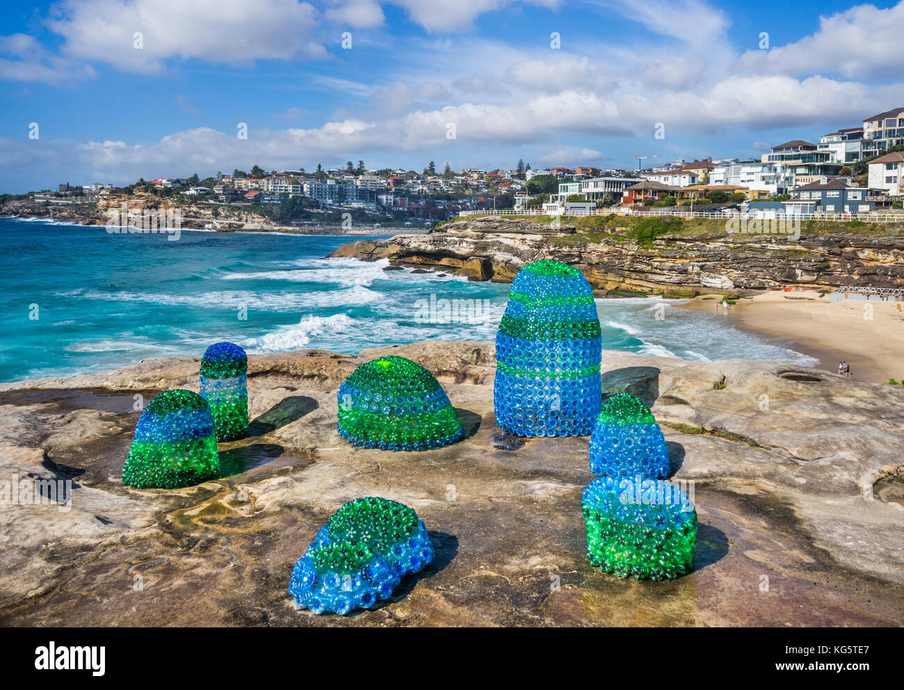 Sculpture by the sea 2017, annual exhibition on the coastal walk between  Bondi and Tamara Beach, Sydney, New South Wales, Australia. Plastic recycle  i Stock Photo - Alamy