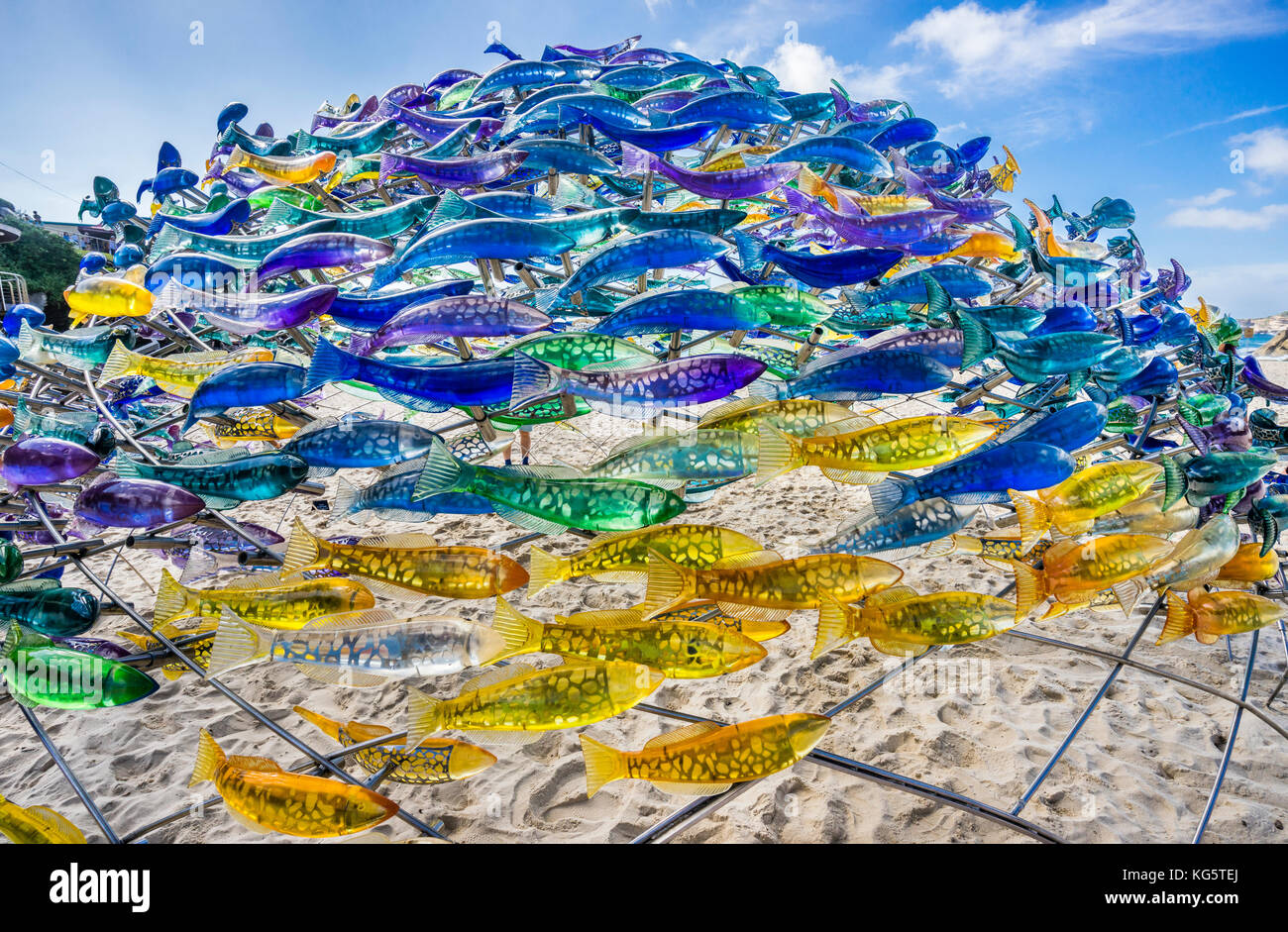 Sculpture by the sea 2017, annual exhibition on the coastal walk between Bondi and Tamara Beach, Sydney, New South Wales, Australia. Art installation  Stock Photo