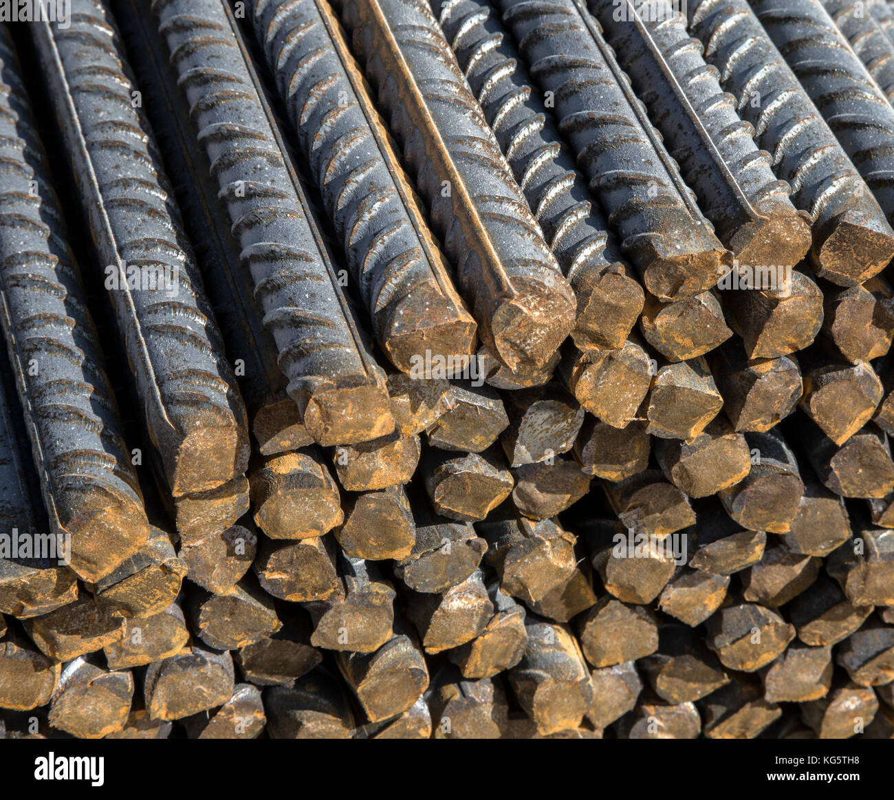 Background texture of steel rods used in construction to reinforce