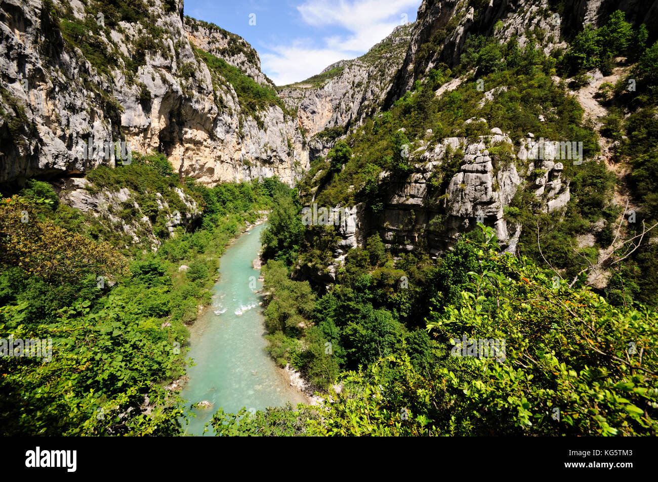 Verdon river and vegetation along Imbut trail, Verdon Gorge, France Stock Photo
