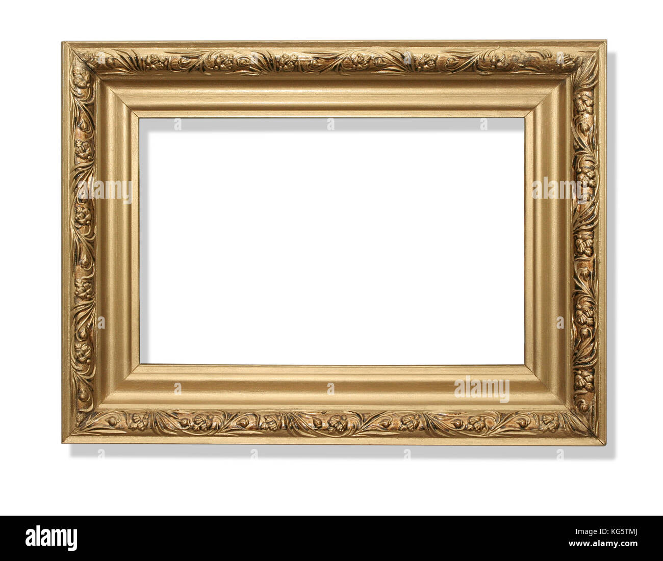 Gold frame Elegant vintage Isolated on white background. with clipping