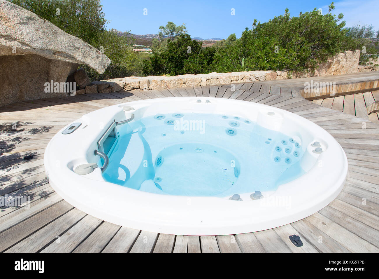 a pool in a beautiful villa in sardinia Stock Photo