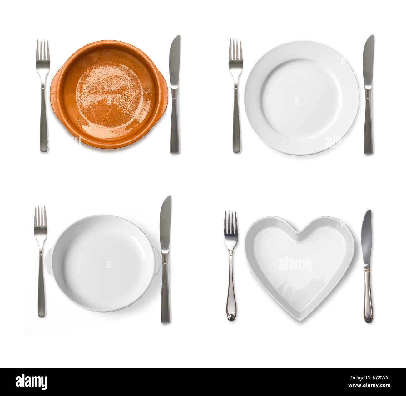 Different tableware isolated on white background Stock Photo - Alamy