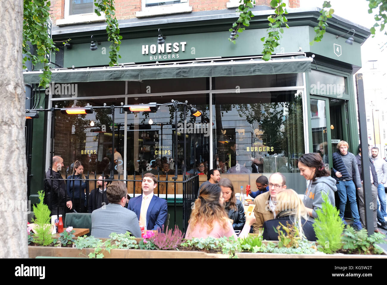 Honest Burgers 4 Market Place London W1W 8AD the latest dirty burger chain to grow and expand in London UK Stock Photo