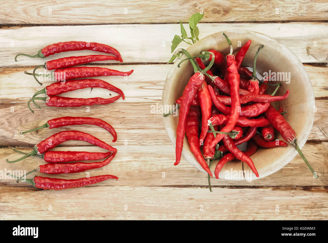 top view on red hot chili peppers on wooden background Stock Photo - Alamy