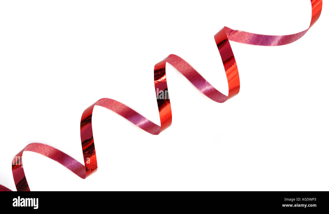 bright red curling ribbon isolated on white background Stock Photo - Alamy