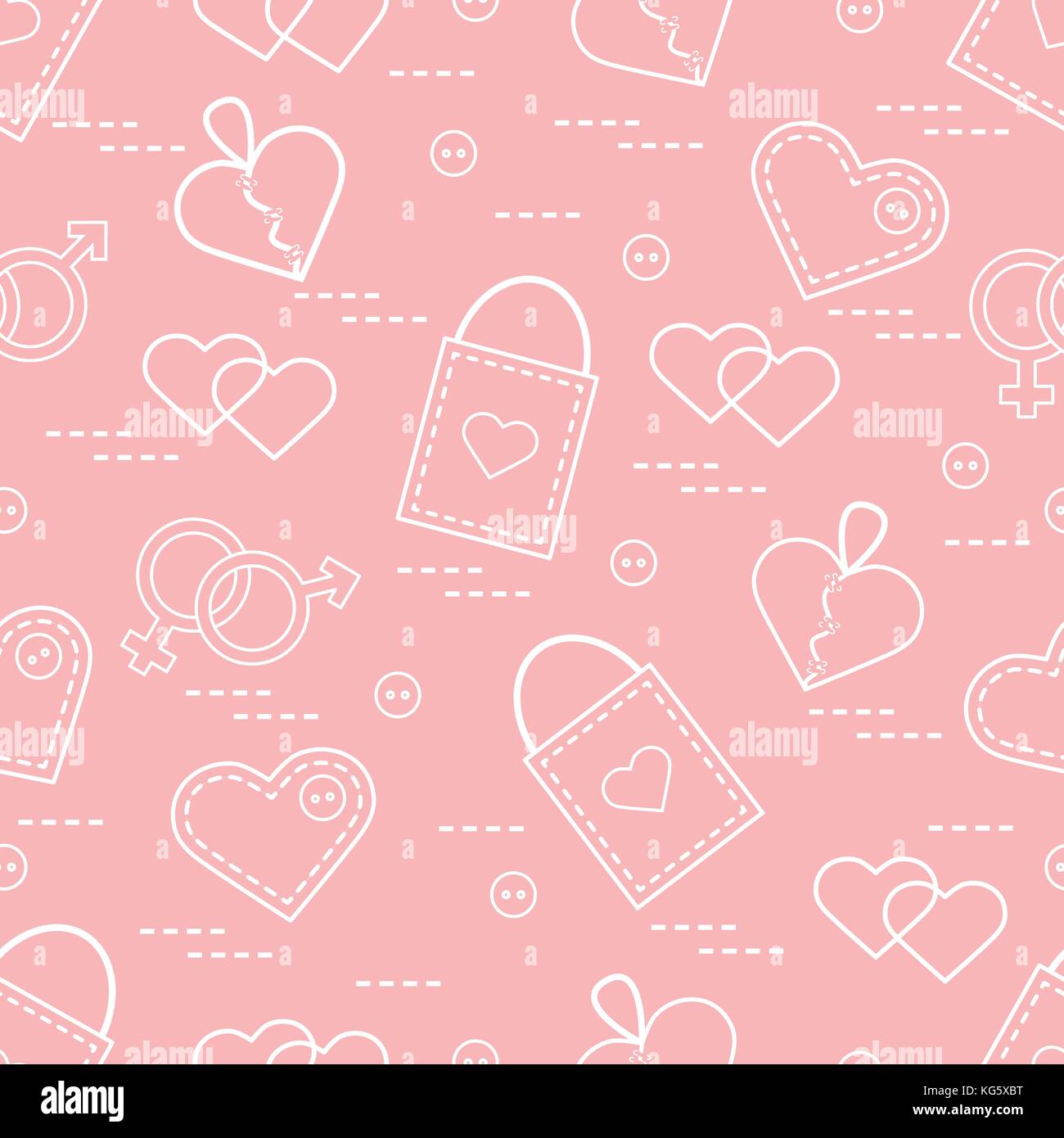 Romantic Pattern For Card Cute seamless pattern with variety romantic elements. Greeting card ...