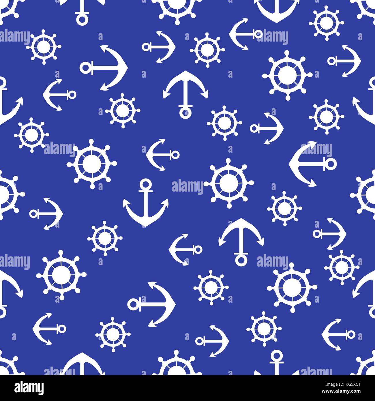 Cute Seamless Pattern With Steering Wheels And Anchors Marine Theme Stock Vector Image Art Alamy