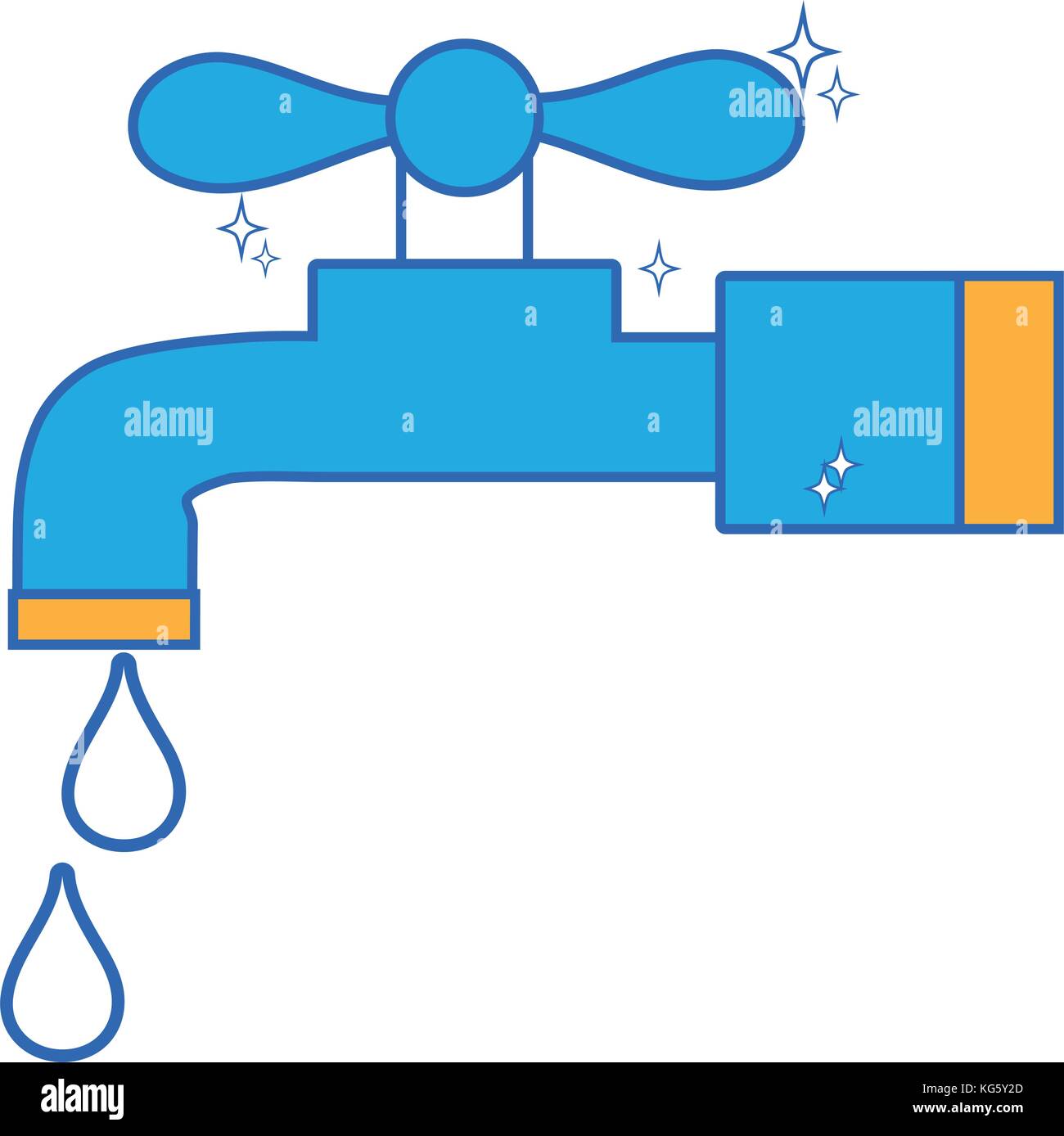 clean metal faucet with water drops vector illustration Stock Vector ...