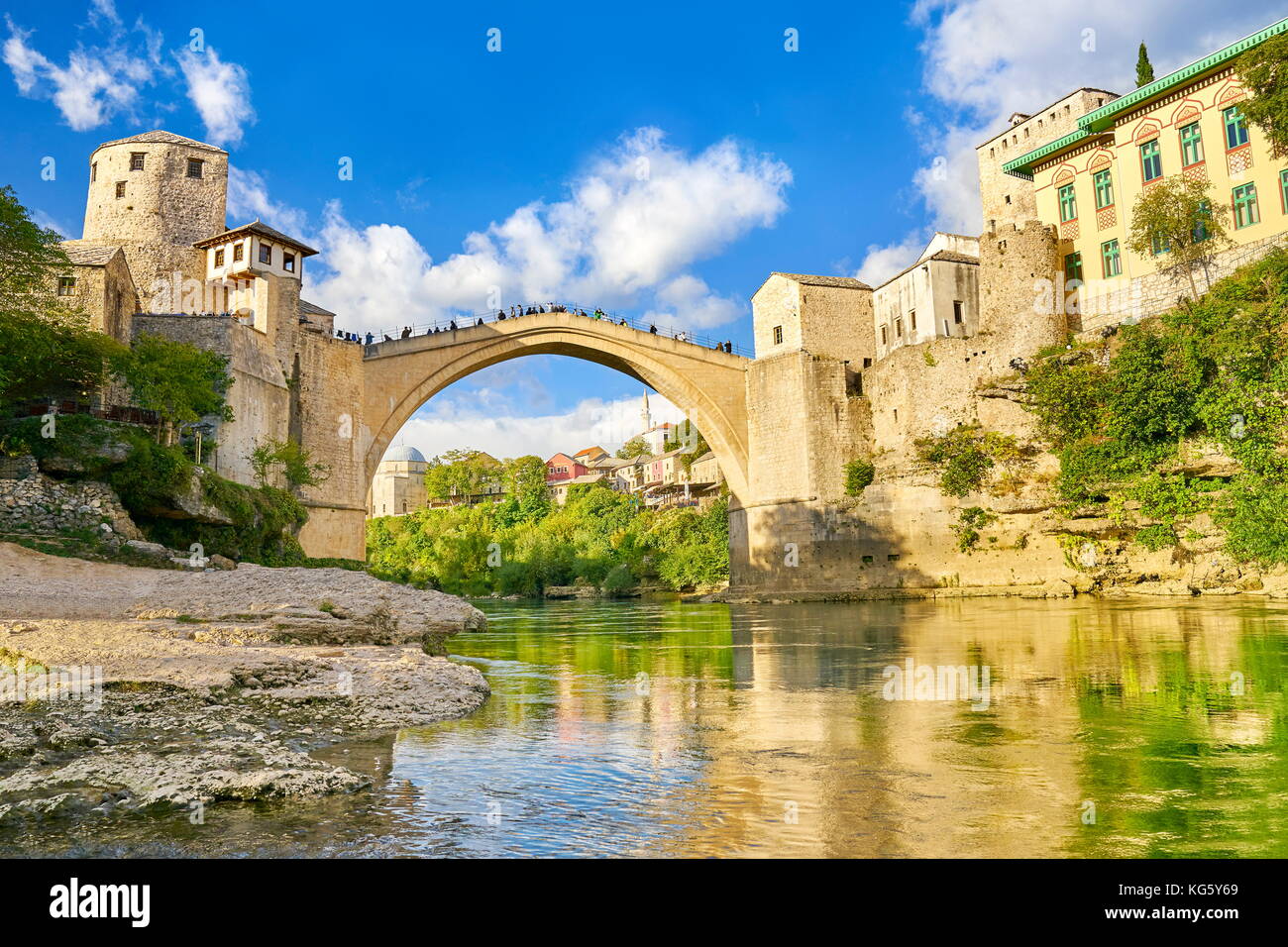 Stari Most or Old Bridge, Mostar, Bosnia and Herzegovina Stock Photo