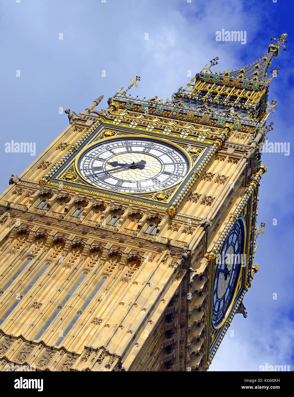 Big Ben clock tower, also known as Elizabeth Tower near Westminster Palace and Houses of Parliament in London England has become a symbol of England a Stock Photo