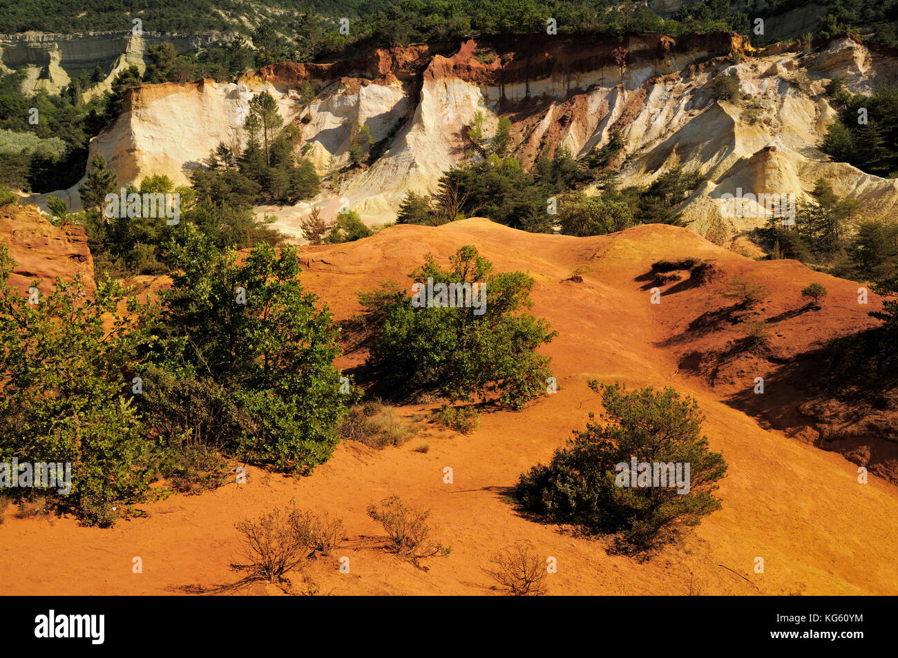 Ocher cliffs in Colorado Provencal, Rustrel, Vaucluse, France Stock Photo
