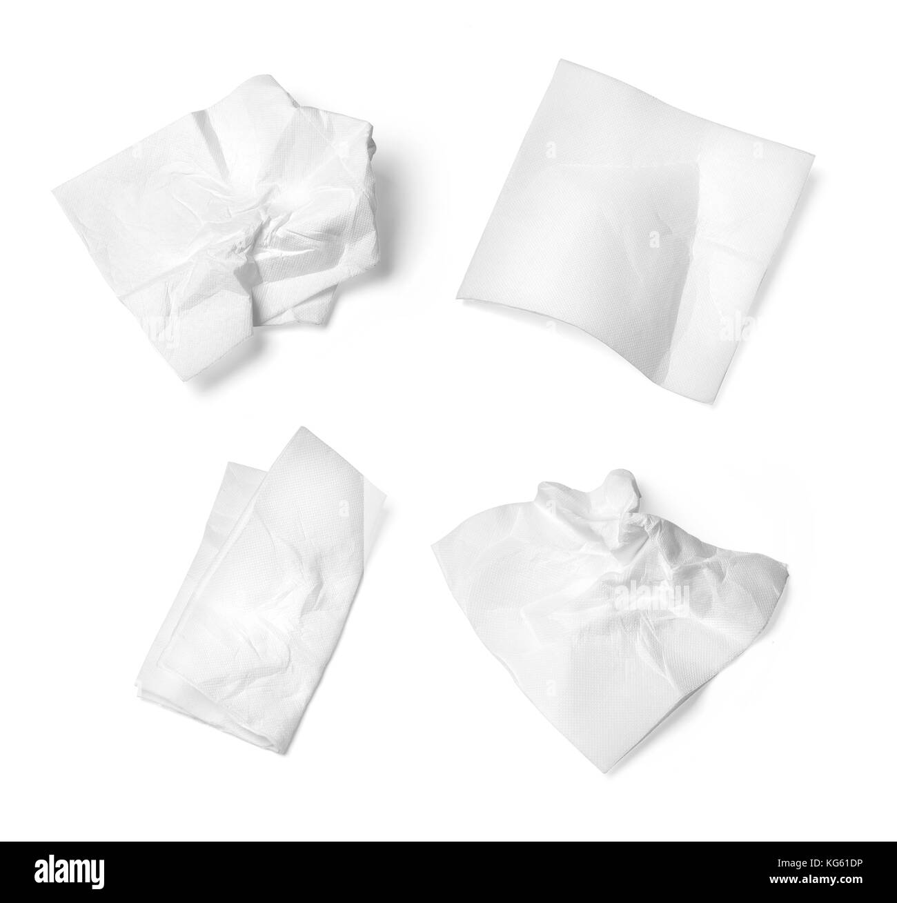 set of White Square Bar Napkin Isolated on White Background Stock Photo