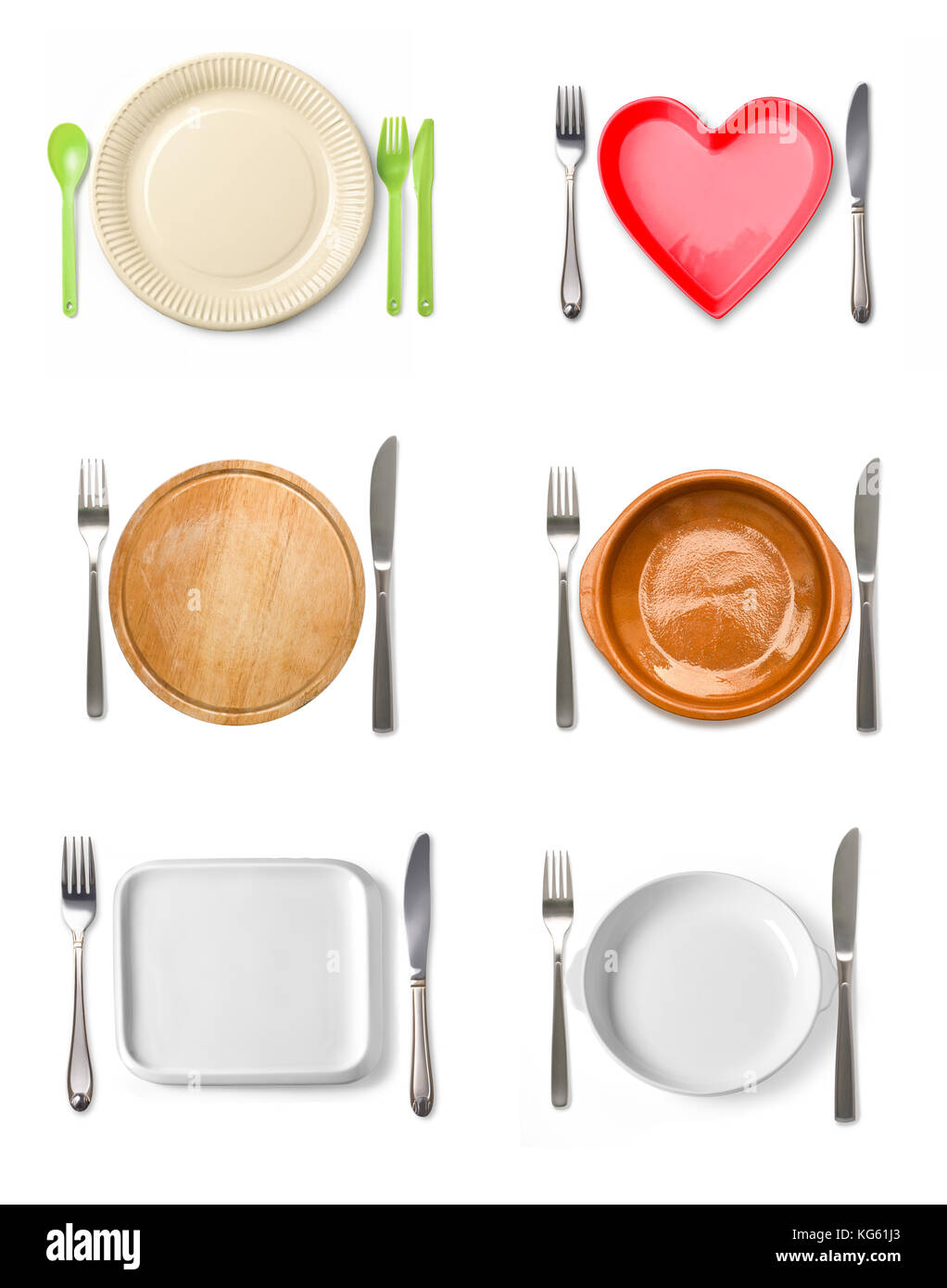 Different tableware isolated on white background Stock Photo Alamy