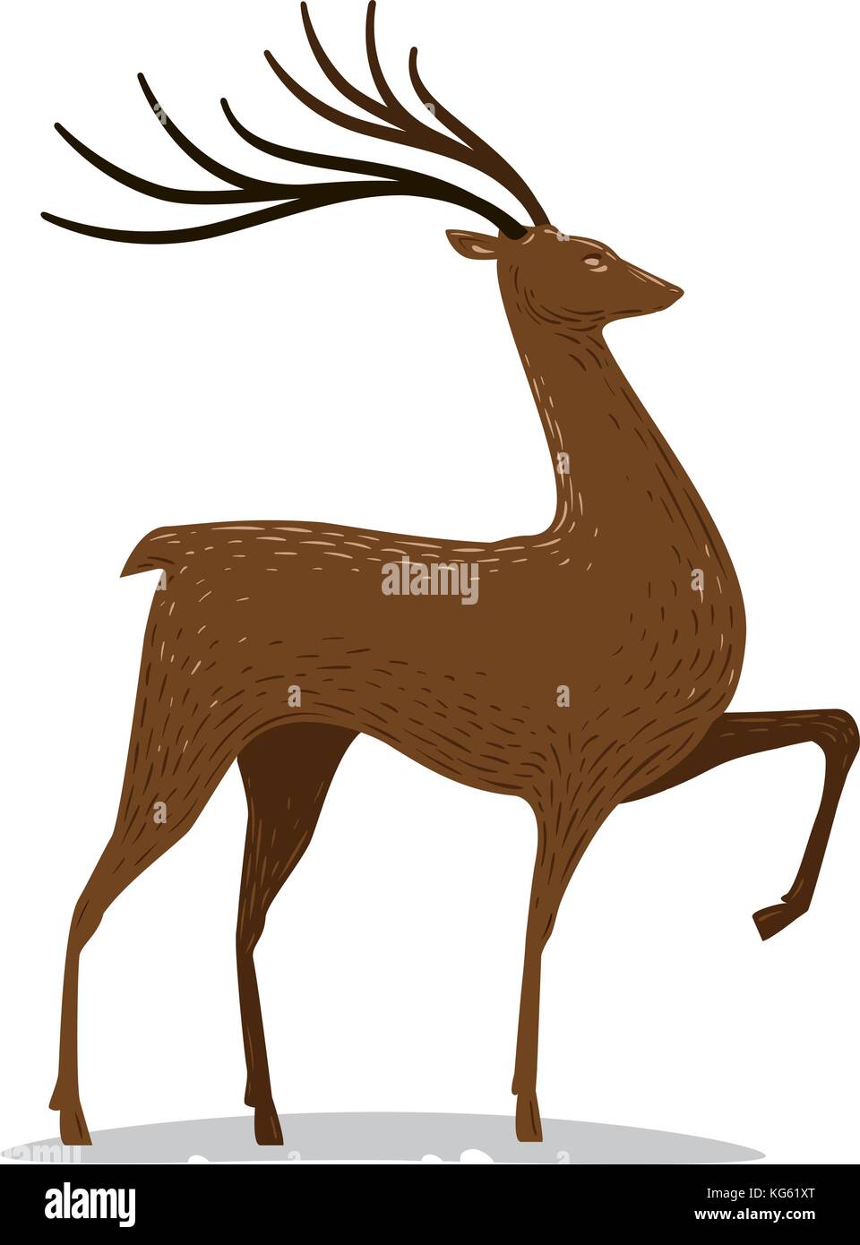 Deer with horns. Decorative animal. Vector illustration Stock Vector