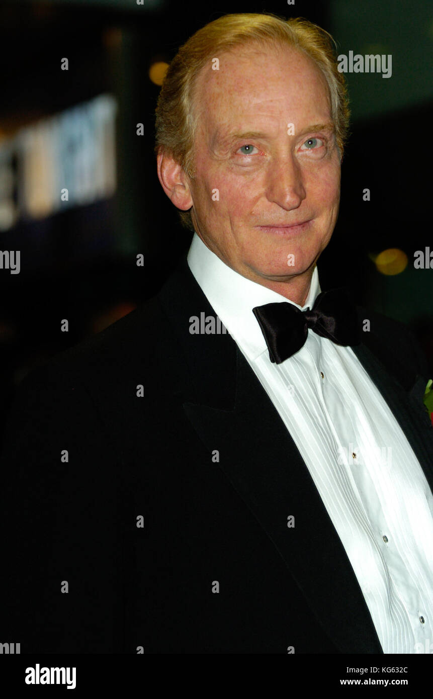 Charles Dance English actor, dressed in formal dress suit and bow tie attends a London film premiere,  London England UK 2004 Stock Photo