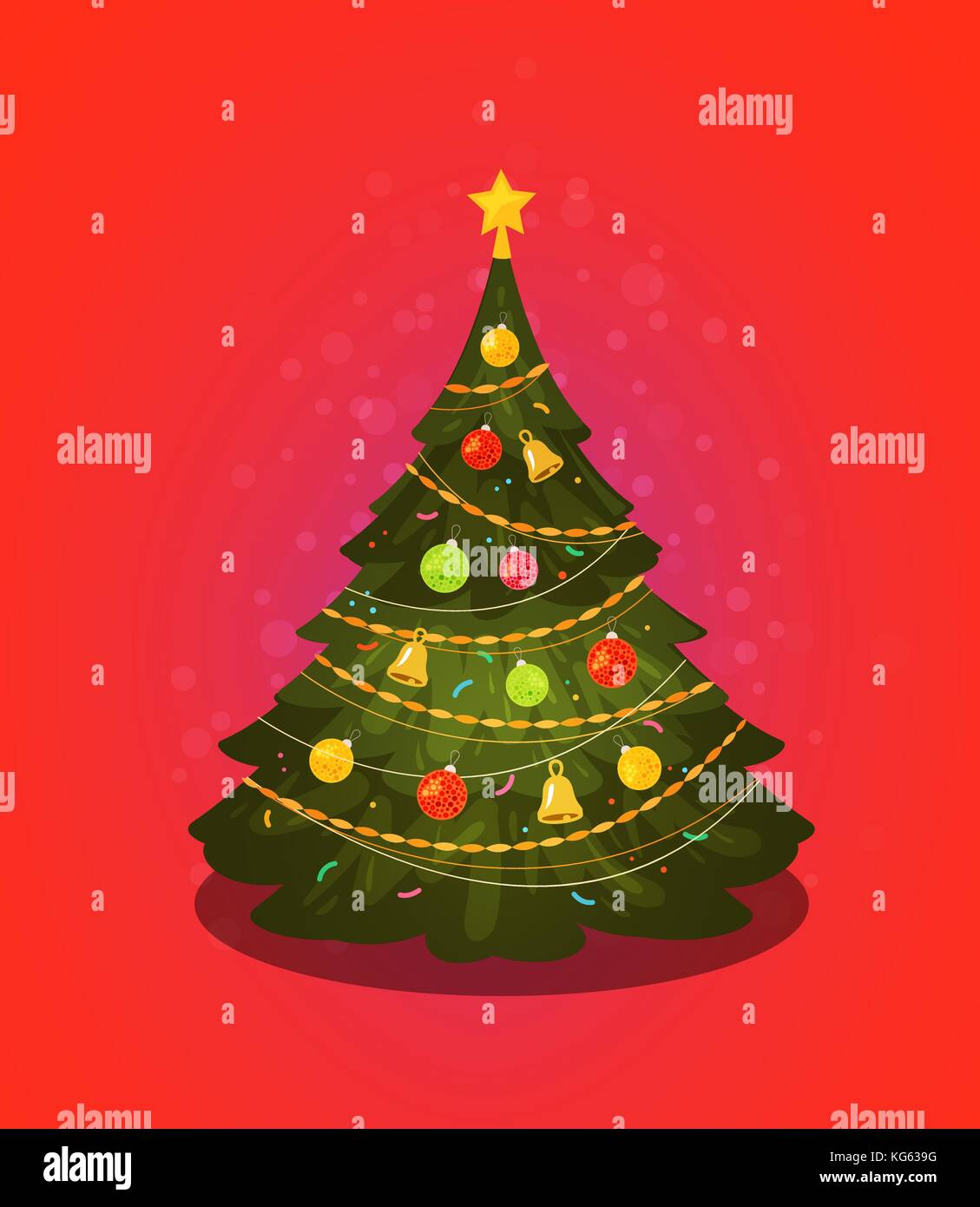 Xmas tree. Christmas decorations. Vector illustration Stock Vector