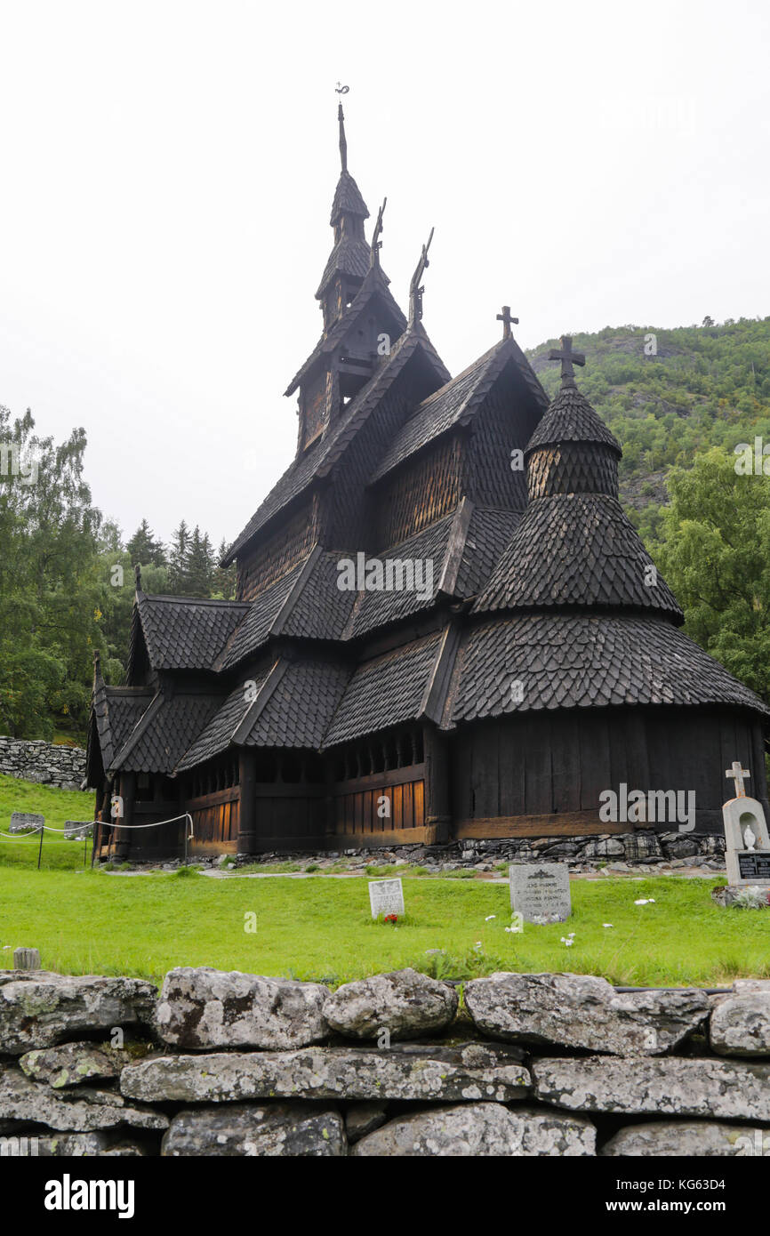 The Stave Church of Borgund in Laerdal, Norway Stock Photo