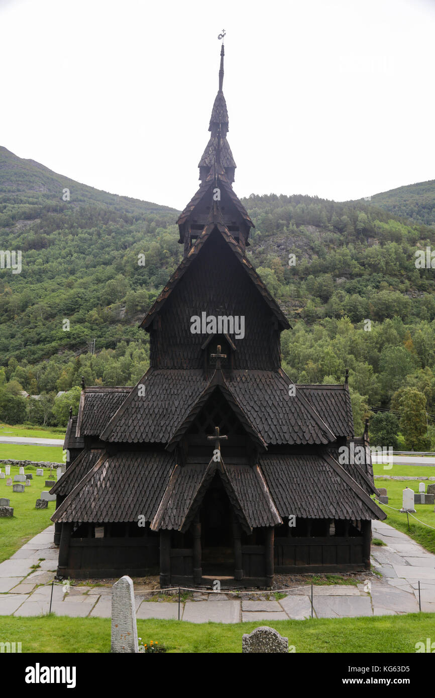 The Stave Church of Borgund in Laerdal, Norway Stock Photo