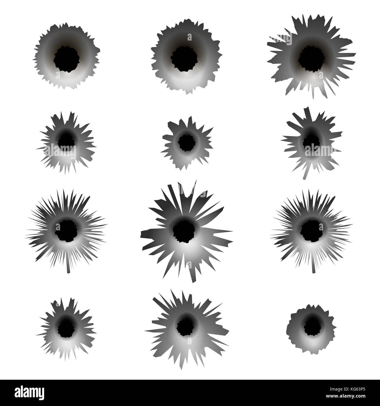 Set of Different Bullet Holes Stock Photo Alamy