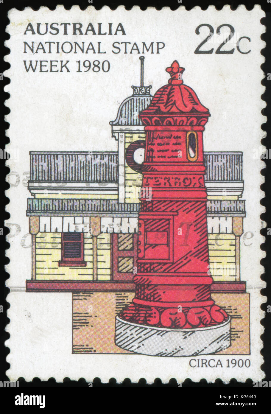 AUSTRALIA - CIRCA 1980:A Cancelled postage stamp from Australia illustrating National Stamp Week, issued in 1980. Stock Photo