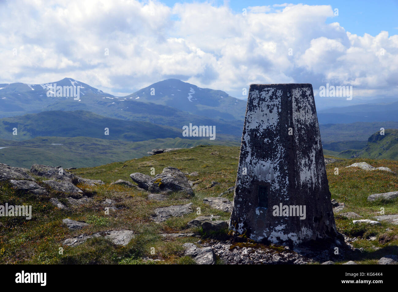The Munros Stob Binnein & Ben More from the Summit Trig Point of