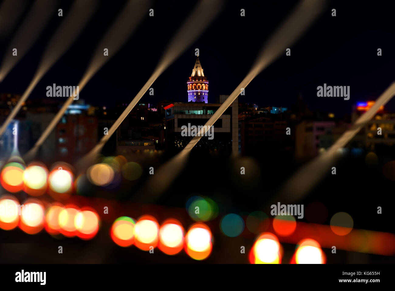 Galata Tower at Night in Istanbul Turkey Stock Photo - Alamy
