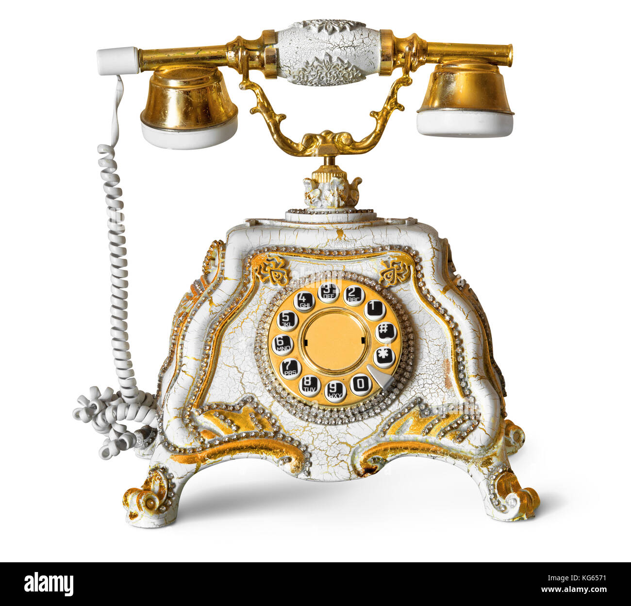 Retro phone isolated on a white background Stock Photo - Alamy