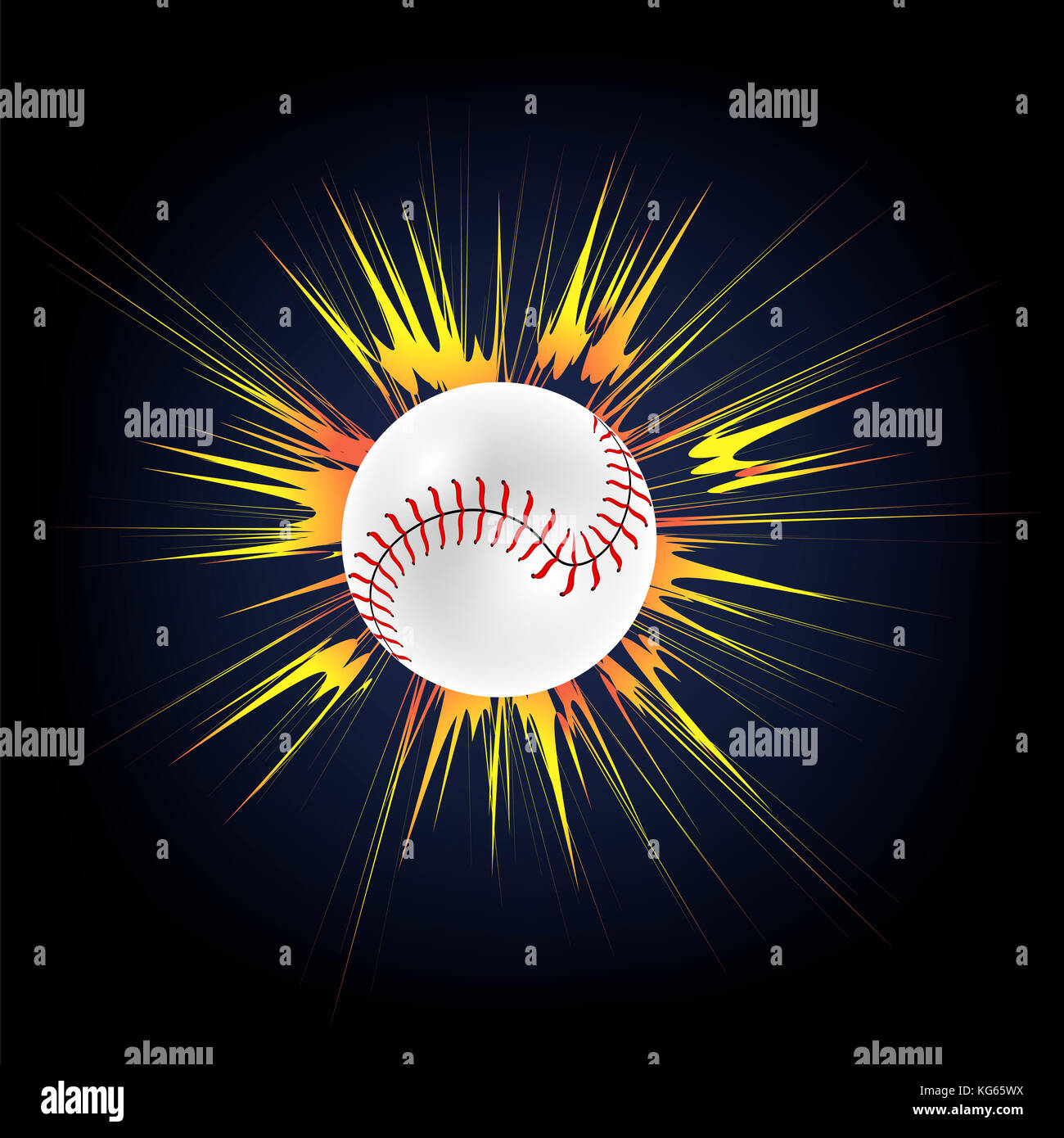 Baseball Ball with Yellow Explosion Stock Photo - Alamy