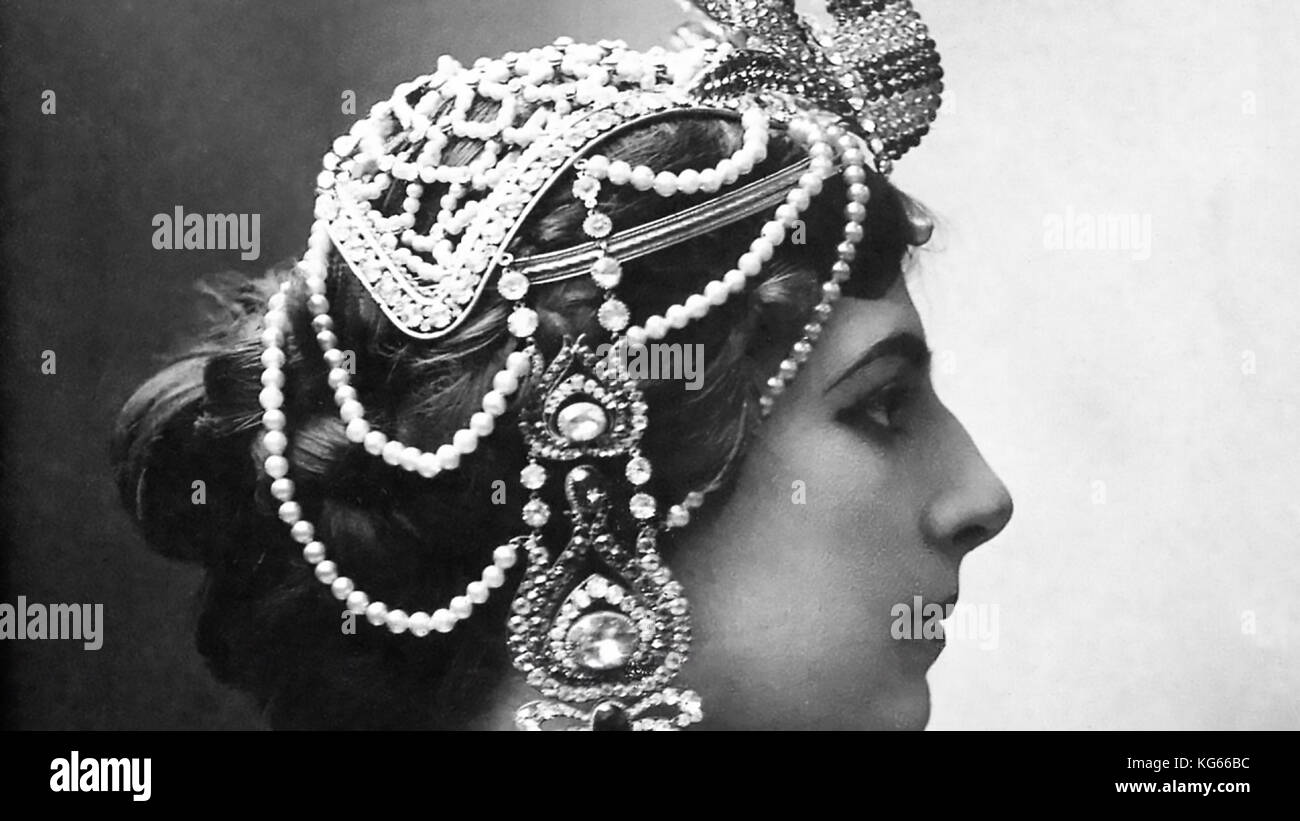 MATA HARI (1876-1917) Dutch exotic dancer executed for being a German spy in WWI. Photo about 1910. Stock Photo