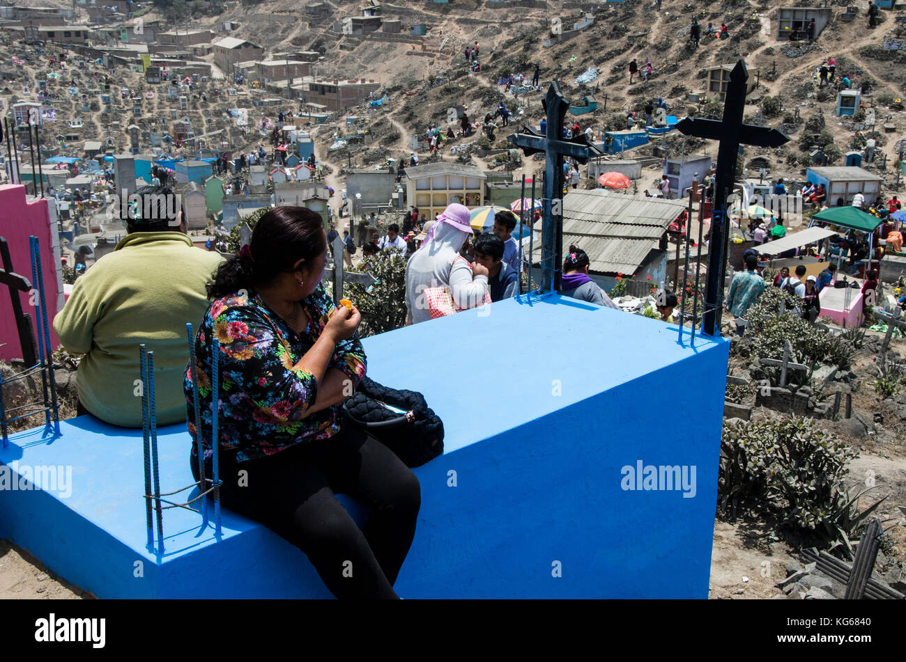 All Saints Day in Lima cemetery, Peru. Stock Photo