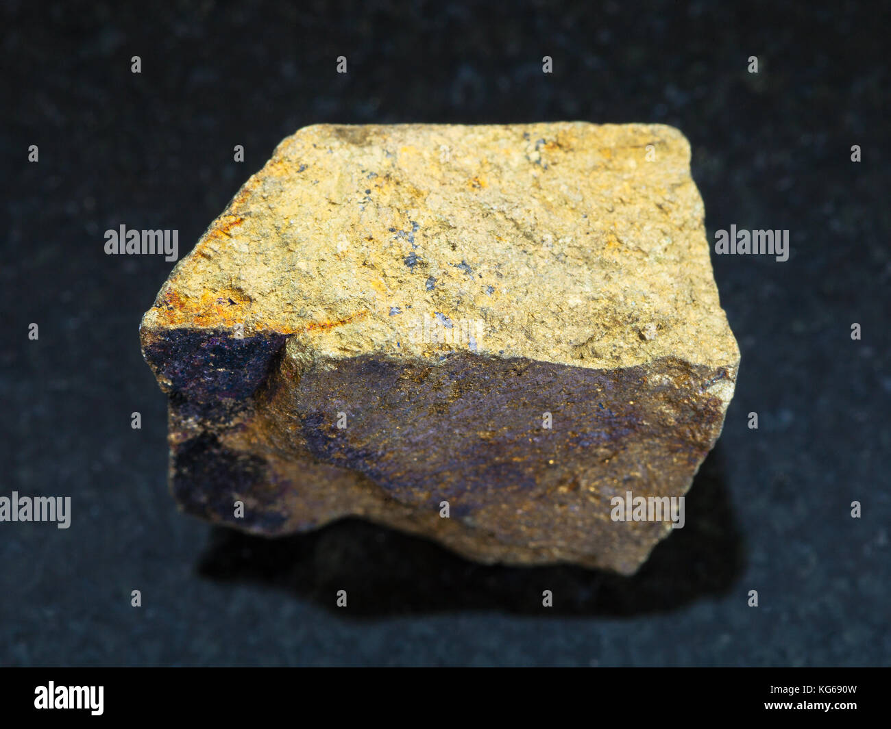 macro shooting of natural mineral rock specimen - yellow Chalcopyrite ...