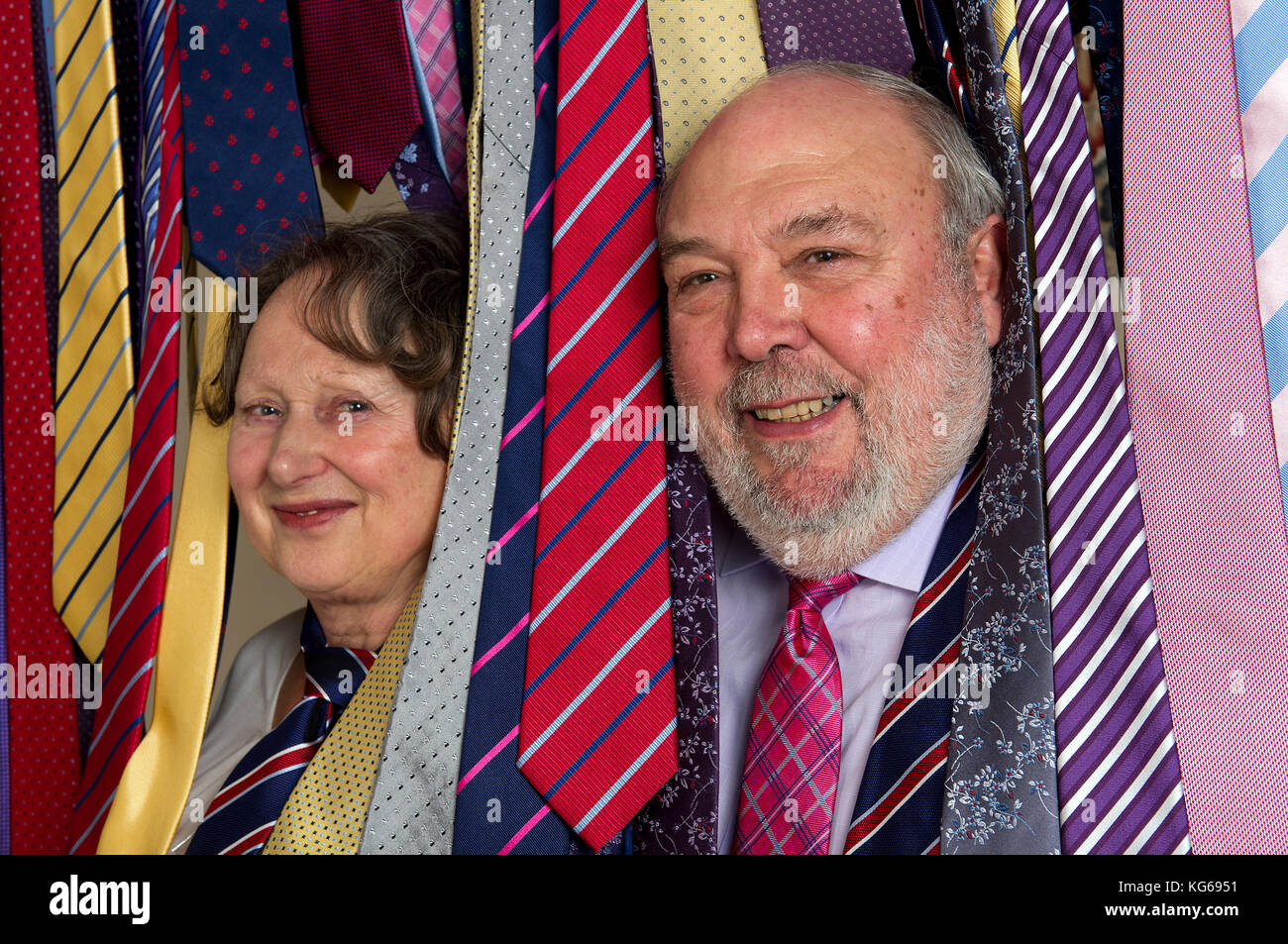Frank Theak & Roskilly tie company, with owners John & Carol Mott. Stock Photo