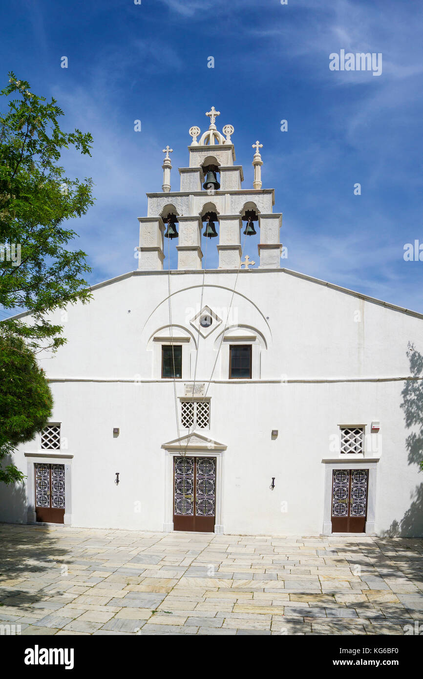 Church Panagia Apeirathitissa at the mountain village Apiranthos, Naxos island, Cyclades, Aegean, Greece Stock Photo